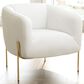 Zuo Modern Micaela Arm Chair in Ivory and Gold, , large