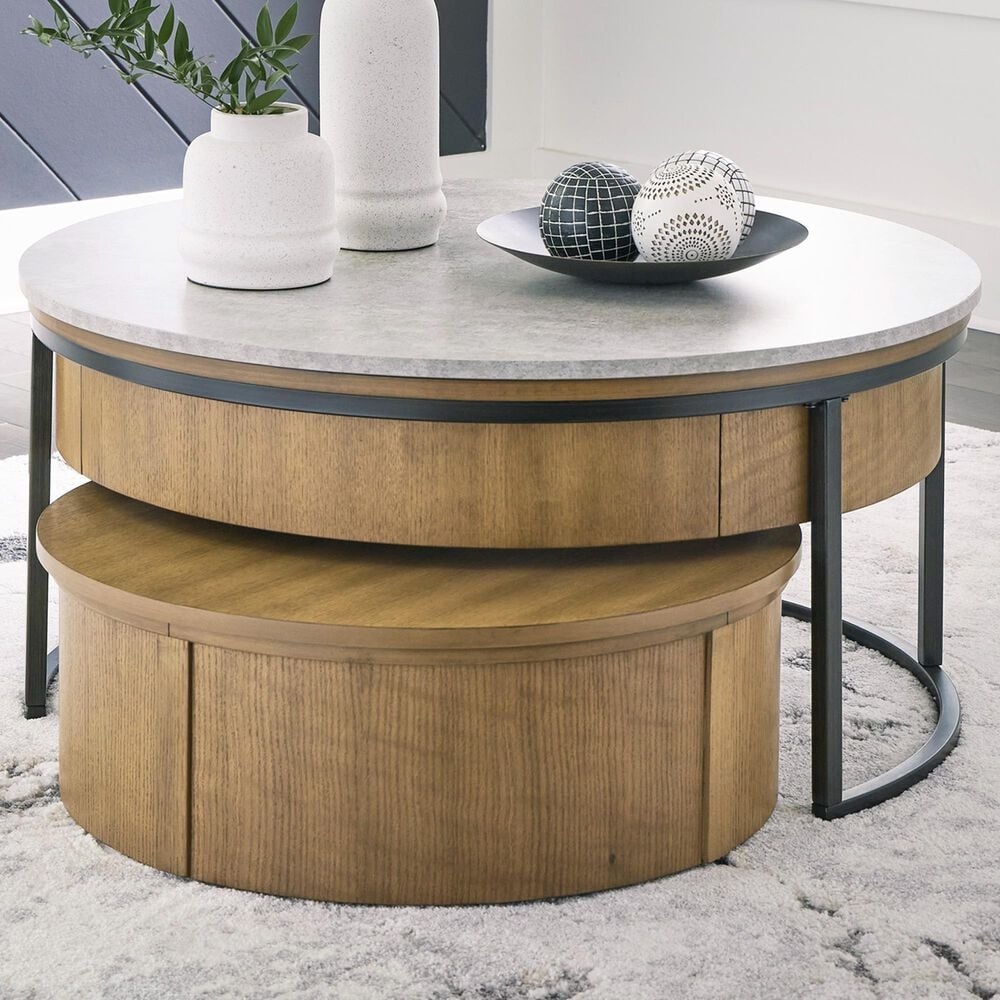 Ashley Fridley 2-Piece Nesting Coffee Table Set in Natural, Gray and Black, , large