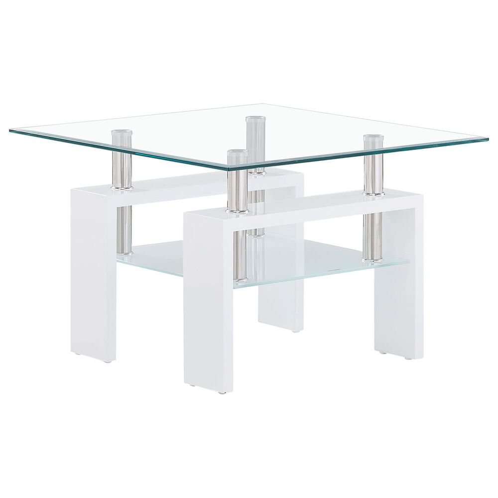 Global Furniture USA End Table in White and Clear, , large
