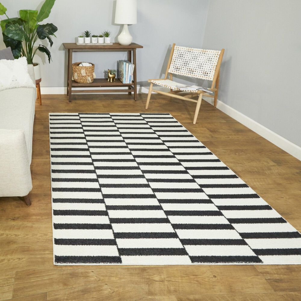 Balta Rugs Dewey Ultra Light Striped 5&#39;3&quot; x 7&#39; Charcoal Area Rug, , large