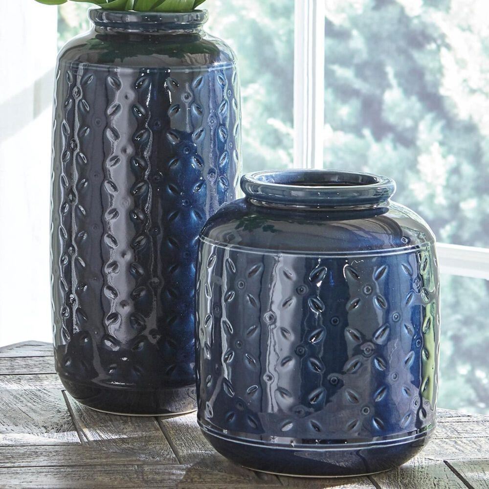 Ashley Marenda Vase Set in Navy Blue &#40;Set of 2&#41;, , large