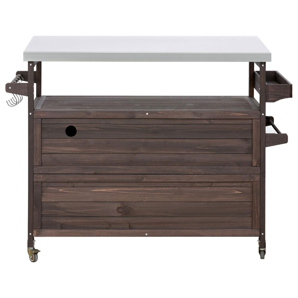HOMLUX 50" Outdoor Kitchen Island in Dark Brown and Stainless Steel, , large