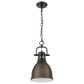 Golden Lighting Duncan 1-Light Small Pendant with Chain and Rubbed Bronze Shade in Matte Black, , large