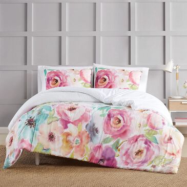 Pem America Spring Flowers 3-Piece Full/Queen Comforter Set in White and Pink, , large