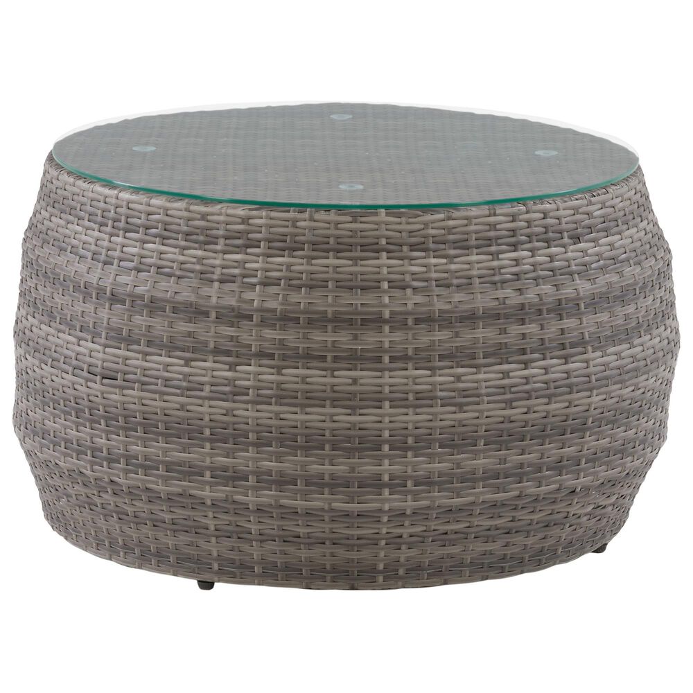 CorLiving Parksville Patio Round Coffee Table in Blended Grey, , large