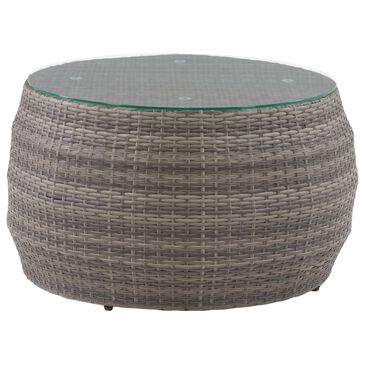 CorLiving Parksville Patio Round Coffee Table in Blended Grey, , large