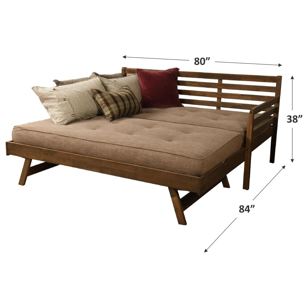 Sable Home Boho Twin Daybed with Pop Up Trundle and 1 Mattress in Rustic Walnut, , large