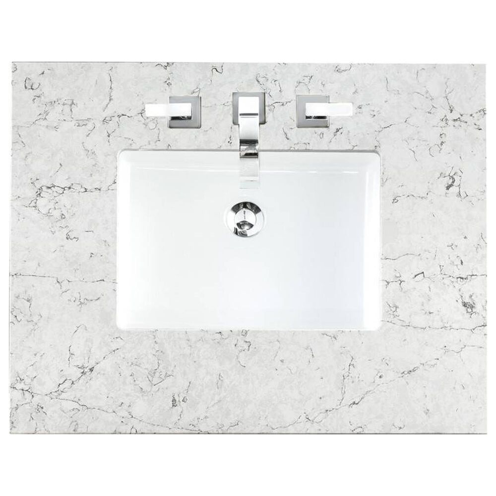 James Martin Vanities De Soto 30&quot; Single Bathroom Vanity in Bright White with 3 cm Eternal Jasmine Pearl Quartz Top and Rectangular Sink, , large