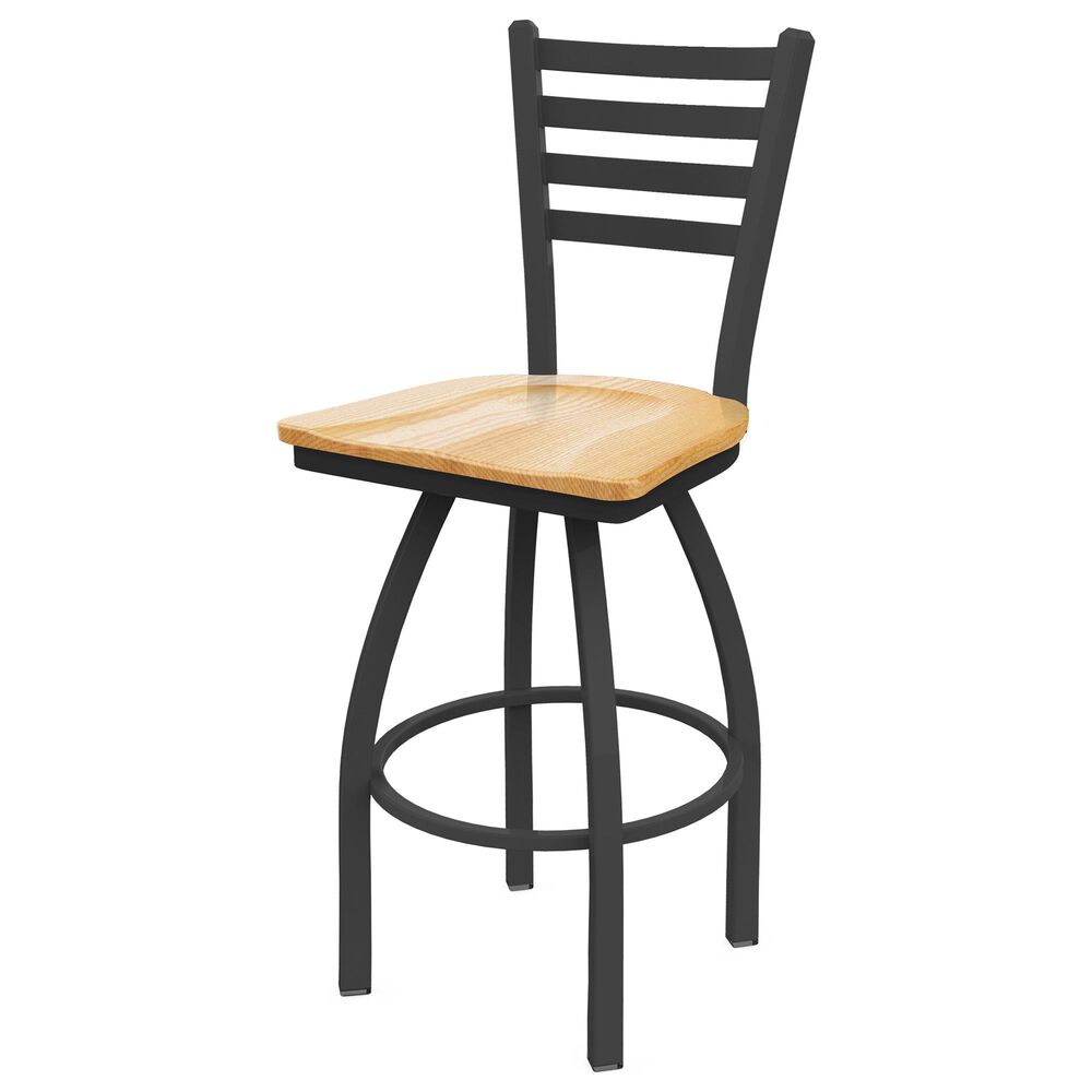 Holland Bar Stool 411 Jackie 25" Low Back Swivel Counter Stool with Pewter and Natural Oak Seat, , large