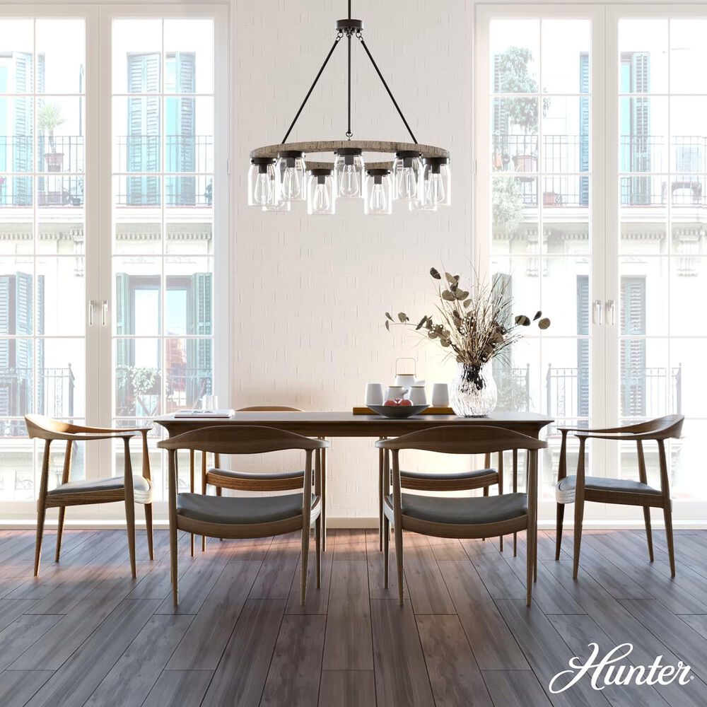 Hunter Devon Park 9-Light Chandelier in Onyx Bengal and Barnwood, , large