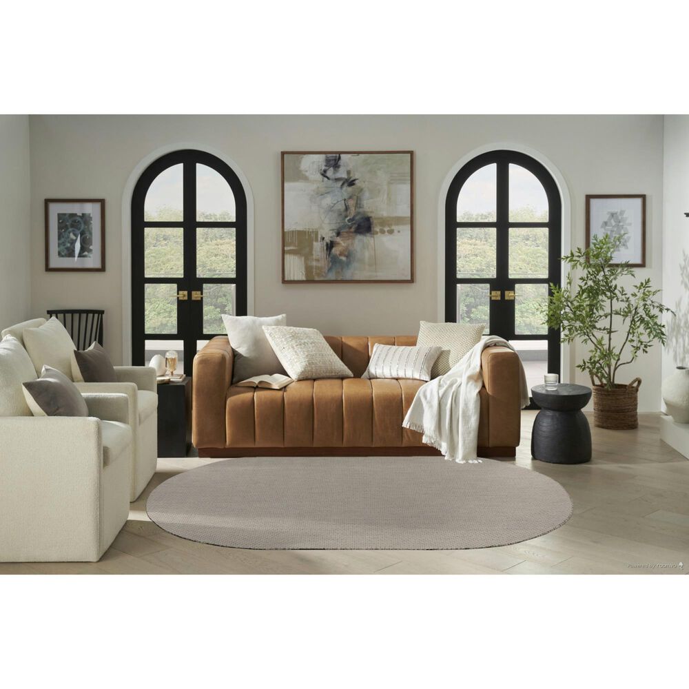 Nourison Courtyard Ivory and Silver 5&#39; x 8&#39; Oval Indoor/Outdoor Area Rug, , large