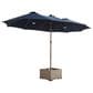 HOMLUX 2-Piece 14.5 ft Patio Umbrella and All-weather Square Rattan Coffee Table Outdoor Set in Dark Blue, , large