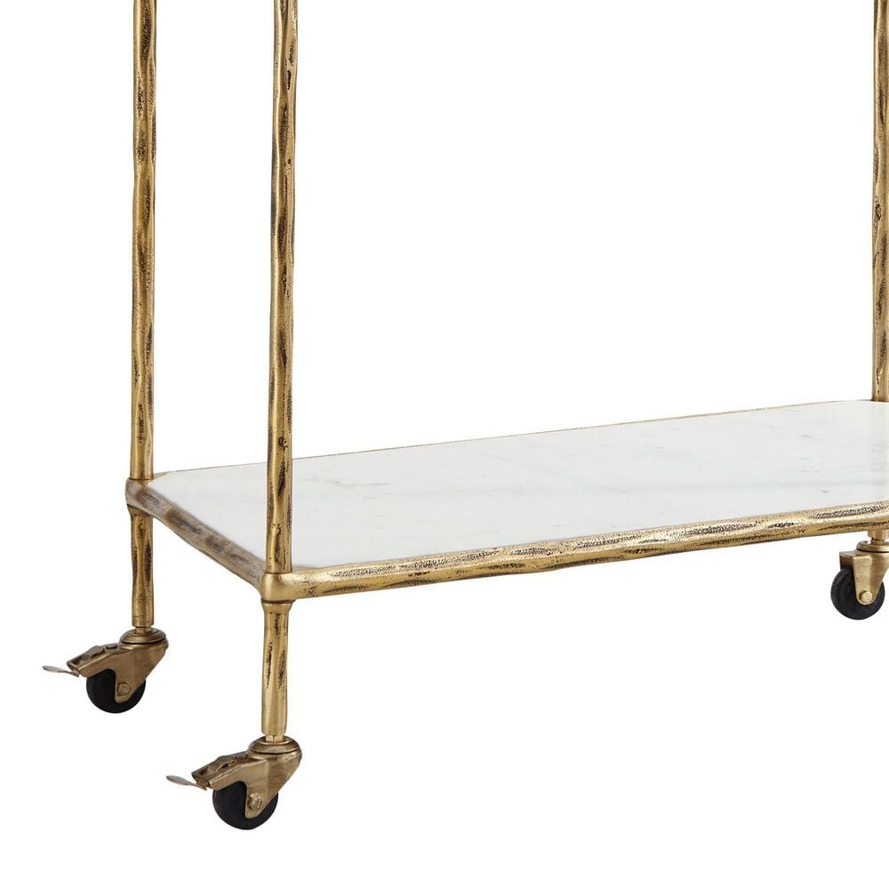 Ashley Plattfield Bar Cart in Antique Brass, White and Clear, , large