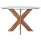 Linon Home Decor Adler X-Base Dining Table with Glass Top in Natural and Clear - Table Only, , large