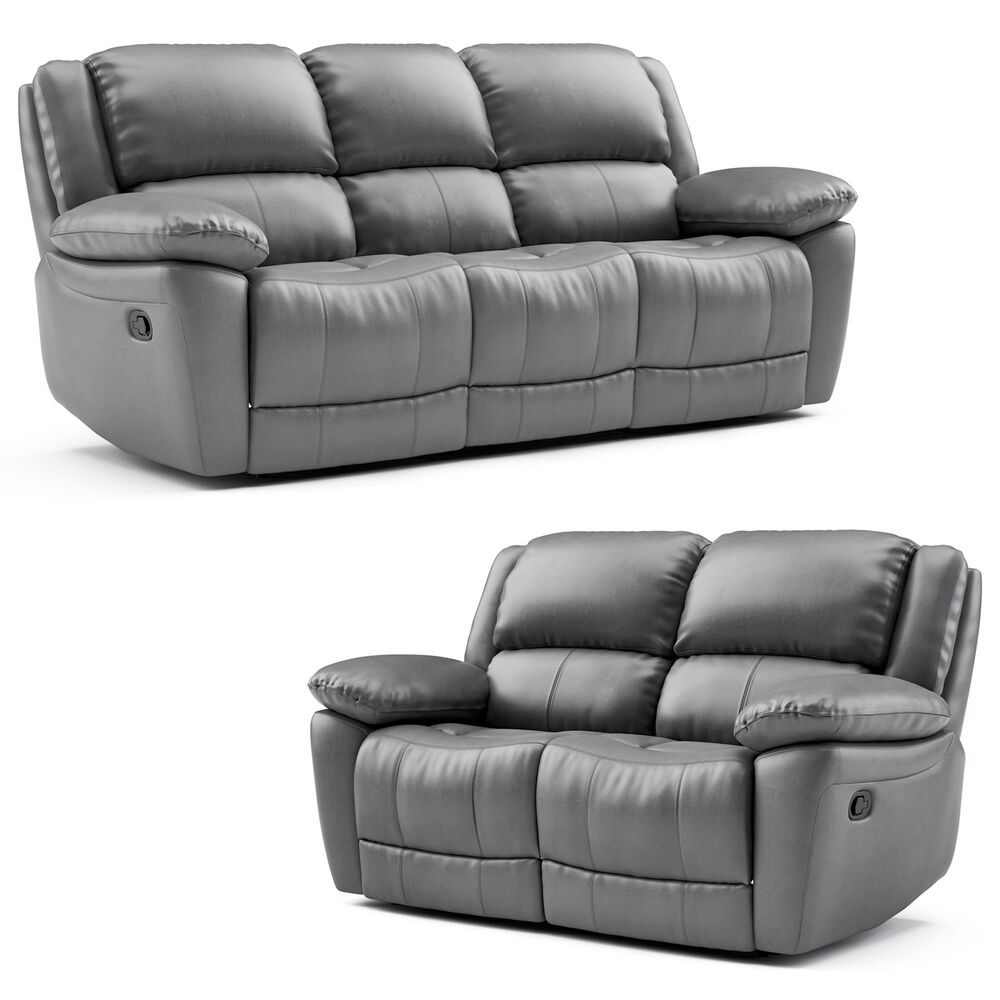 Furniture of America Glarus Manual Recliner Sofa and Loveseat Set in Dark Gray, , large