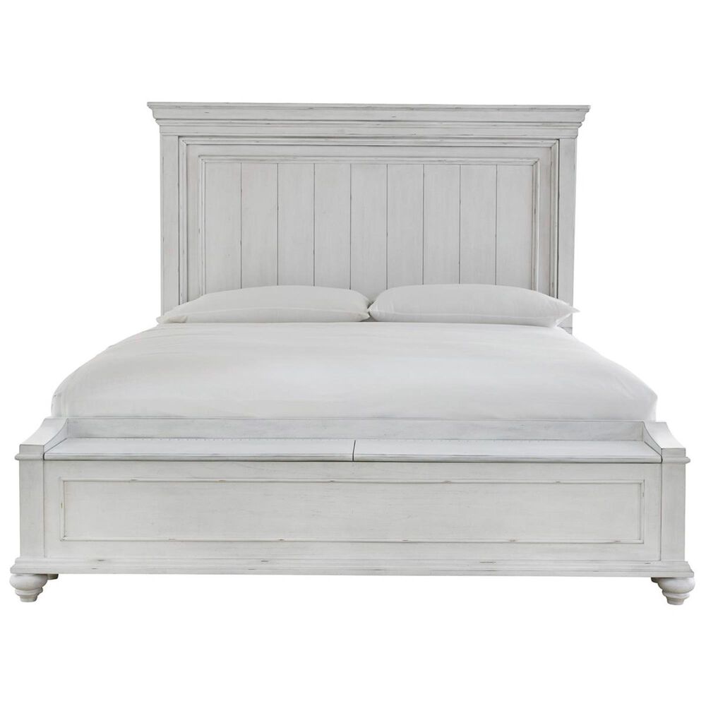 Ashley Kanwyn 4 Piece King Bedroom Set in Distressed Whitewash, , large