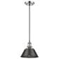 Golden Lighting Orwell 1-Light Small Pendant with Matte Black Shade in Pewter, , large
