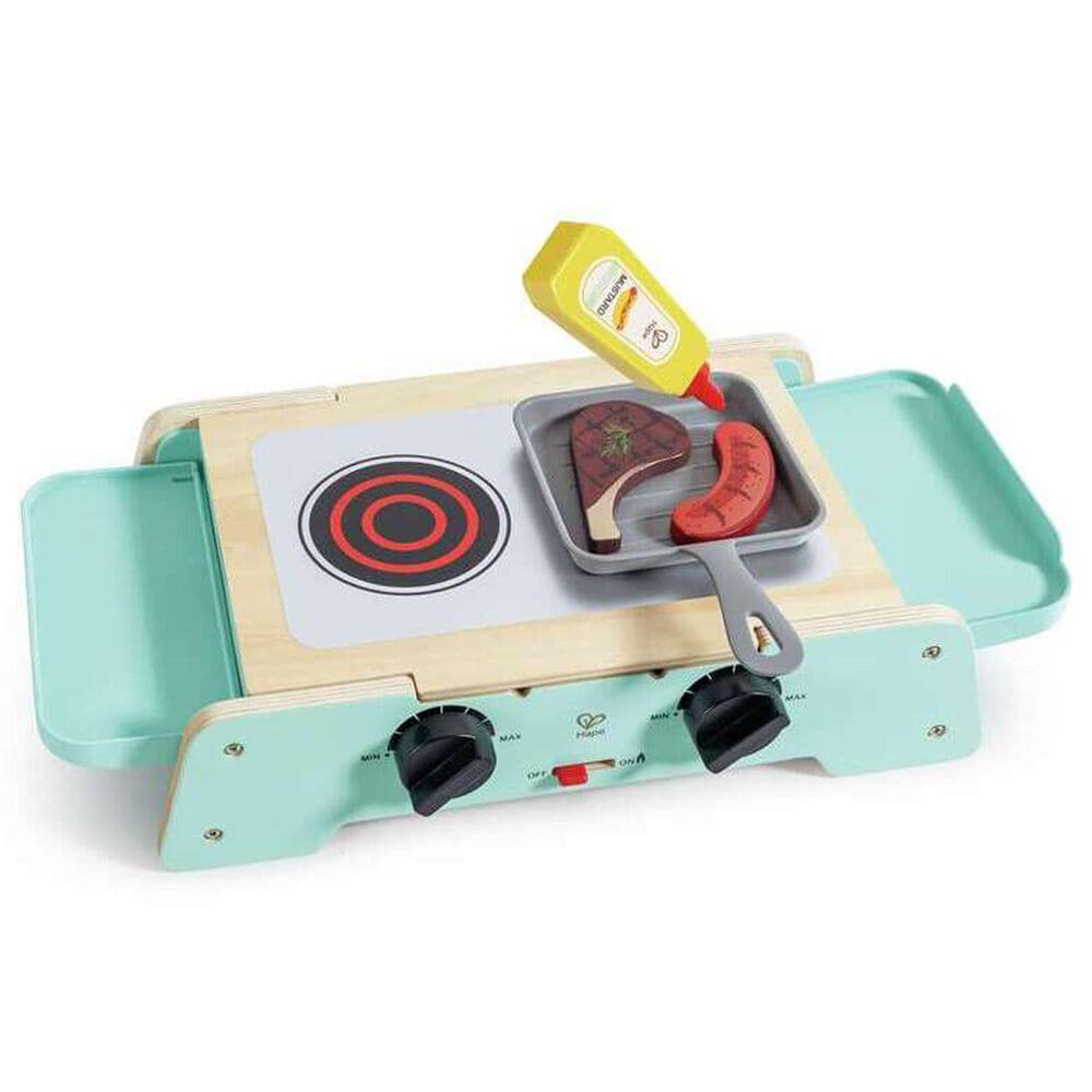 Hape Toys Sizzling Griddle and Grill BBQ Set in Blue and Pink, , large