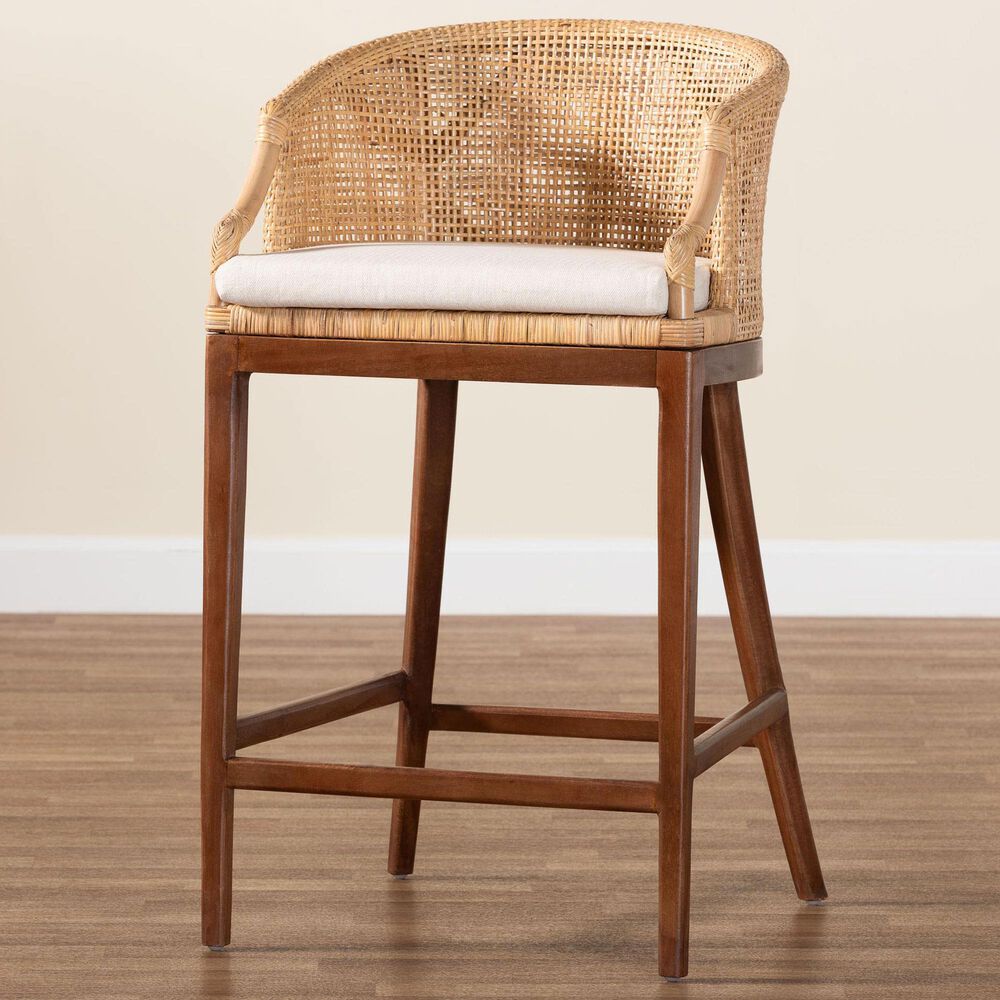 Baxton Studio Lumajang Bar Stool in Walnut Brown, , large