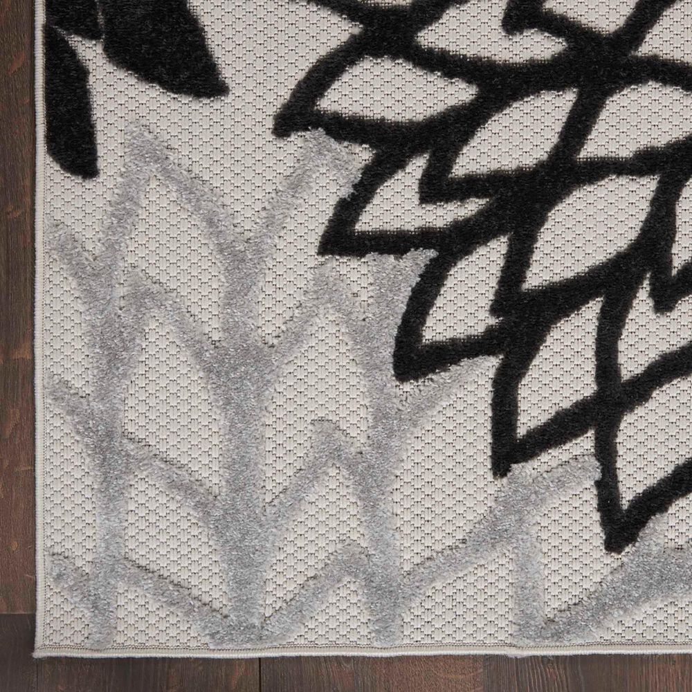 Nourison Aloha Floral 6&#39; x 9&#39; Black and White Indoor/Outdoor Area Rug, , large
