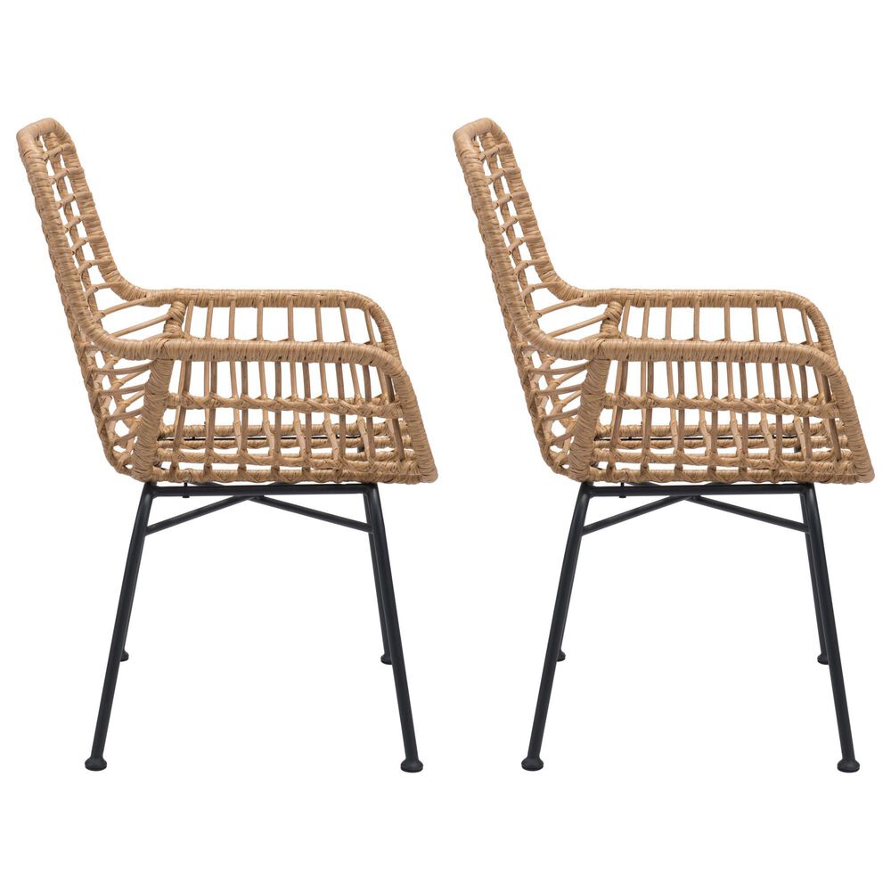 Zuo Modern Lyon Dining Chair in Natural/Black &#40;Set of 2&#41;, , large
