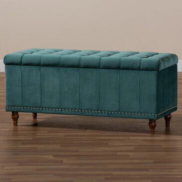 Baxton Studio Kaylee Storage Ottoman Bench in Teal Blue, , large