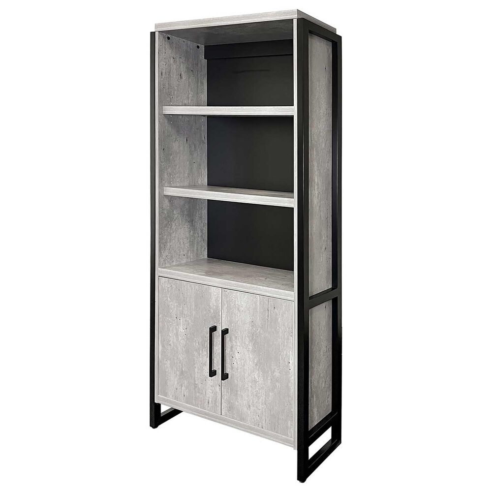 Wycliff Bay Mason 5-Shelf Bookcase with 2-Door in Black and Gray, , large