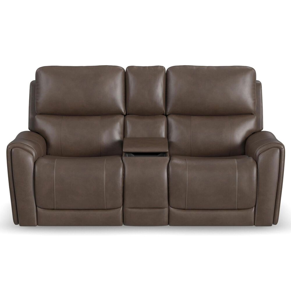 Flexsteel Carter Power Reclining Sofa and Loveseat Set in Cappuccino Brown, , large