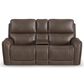 Flexsteel Carter Power Reclining Sofa and Loveseat Set in Cappuccino Brown, , large