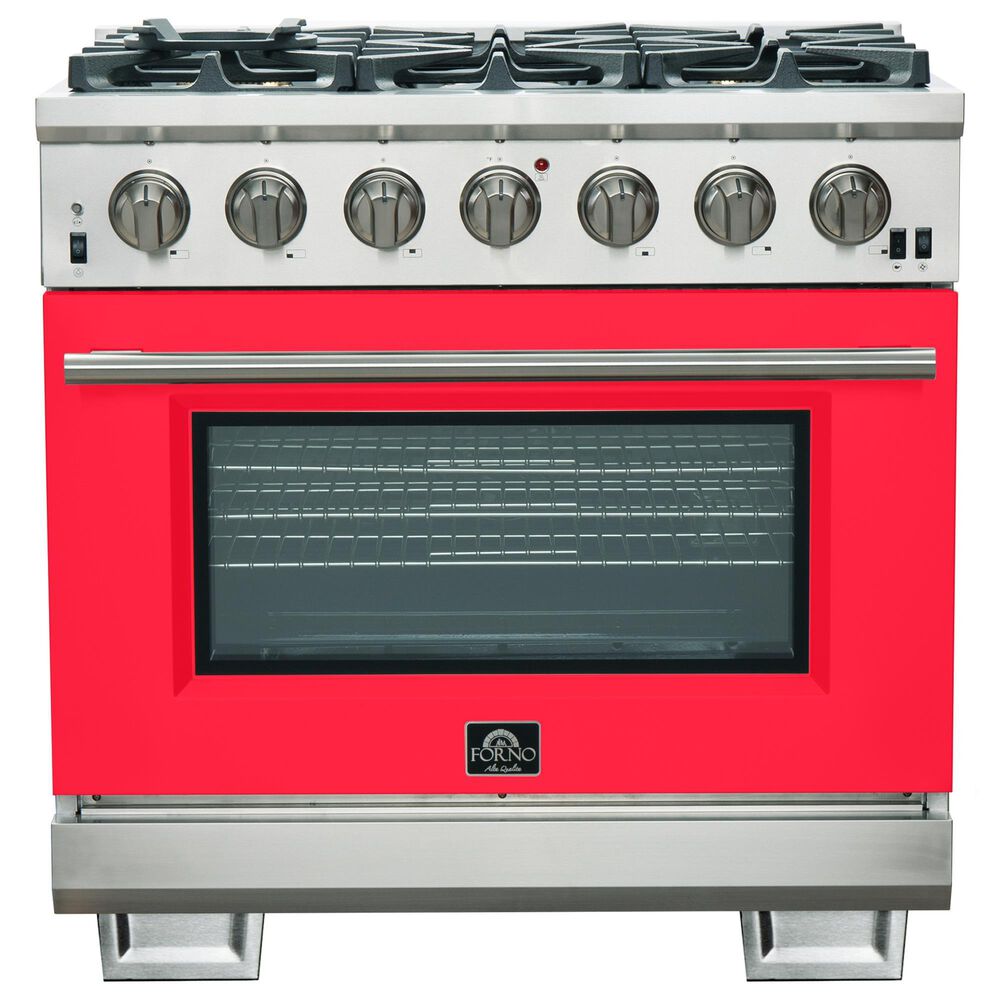 Forno Capriasca 36" Freestanding Gas Range in Red and Stainless Steel, , large