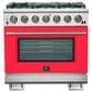 Forno Capriasca 36" Freestanding Gas Range in Red and Stainless Steel, , large