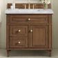 James Martin Vanities Lorelai 36" Single Vanity in Mid-Century Walnut with 3 cm Carrara White Marble Top, , large