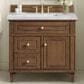 James Martin Vanities Lorelai 36" Single Vanity in Mid-Century Walnut with 3 cm Carrara White Marble Top, , large