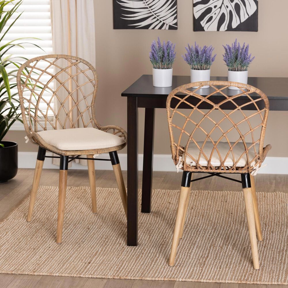 Baxton Studio Sabelle Side Chair in Natural Brown and Greywashed (Set of 2), , large