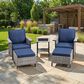 Sunwell Garden 17.3" Ottoman with Navy Cushion in Gray (Set of 2), , large