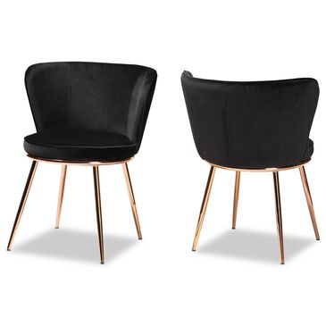 Baxton Studio Farah Dining Chair in Black and Rose Gold (Set of 2), , large