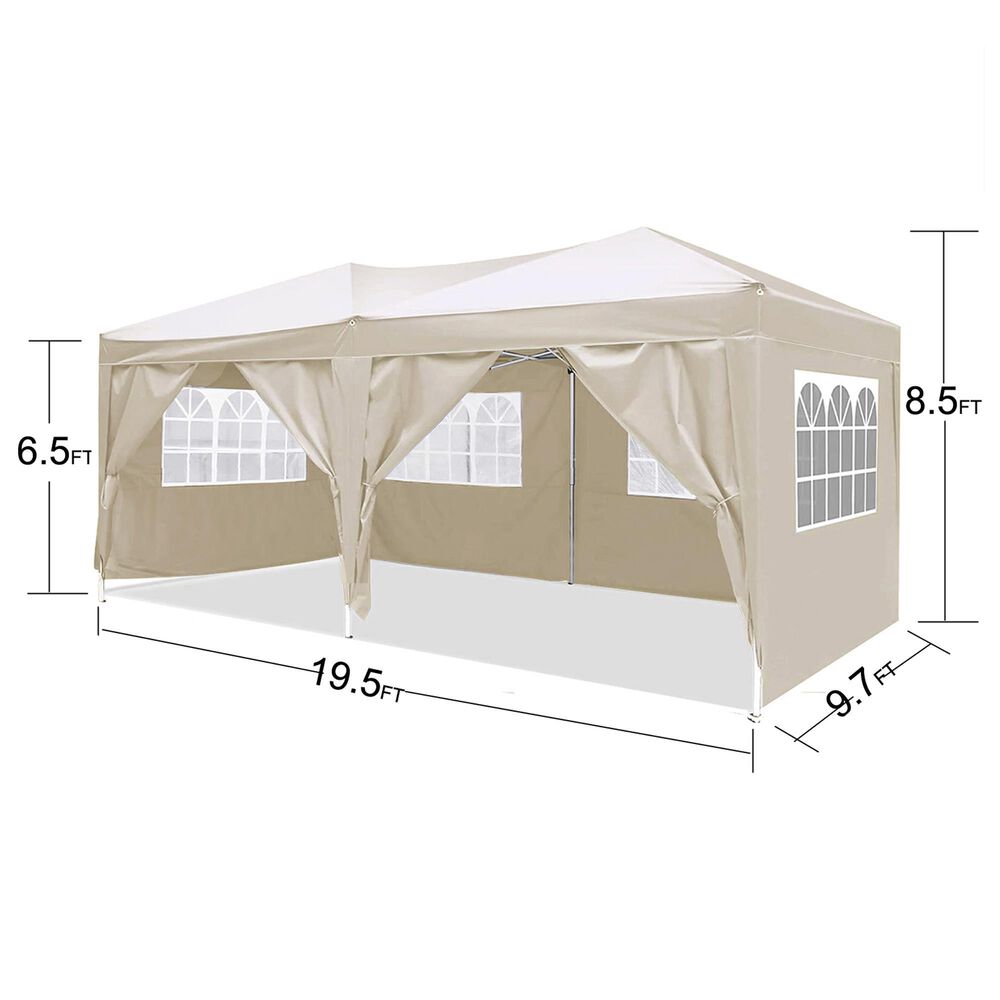 HOMLUX 10' x 20' Outdoor Pop Up Canopy Gazebo for Party in Beige, , large
