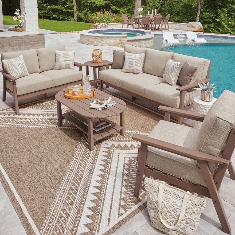 Ashley Grover Beach Outdoor Sofa with Cushion in Driftwood, , large