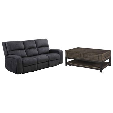 Steve Silver Lovell Power Reclining Sofa and Johurst Coffee Table in Gray and Brown, , large