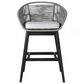 Armen Living Tutti Frutti Patio Bar Stool with Light Gray Cushion in Black, , large