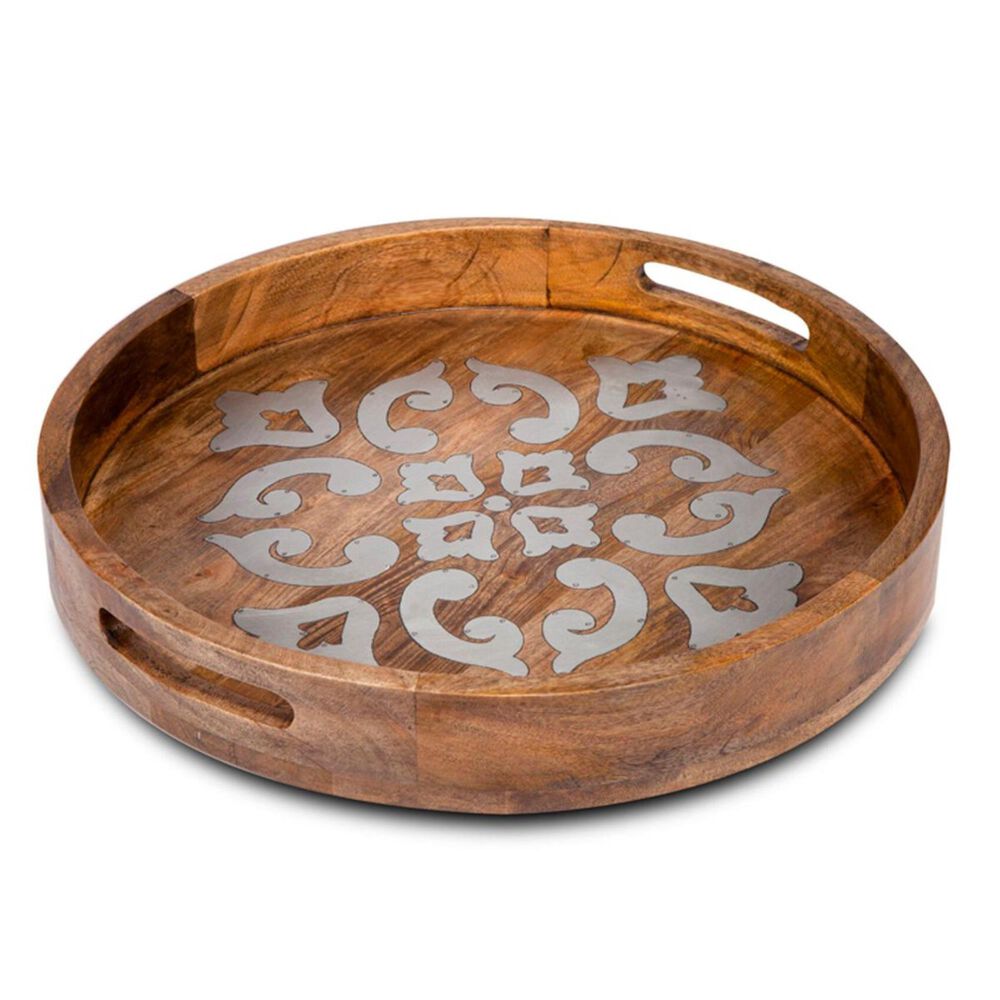 The Gerson Company GG Collection 20" Round Tray in Brown, , large