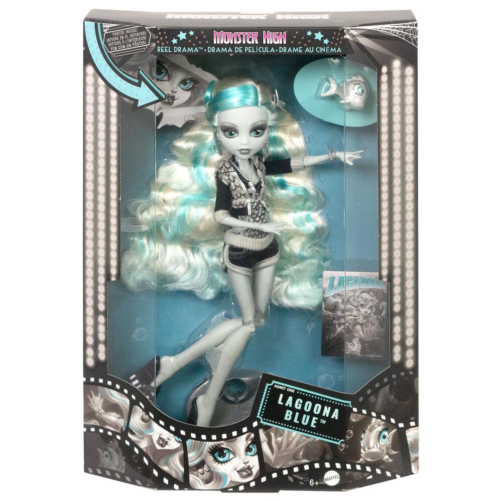 Monster High Reel Drama Doll - Lagoona Blue in Black and White, , large