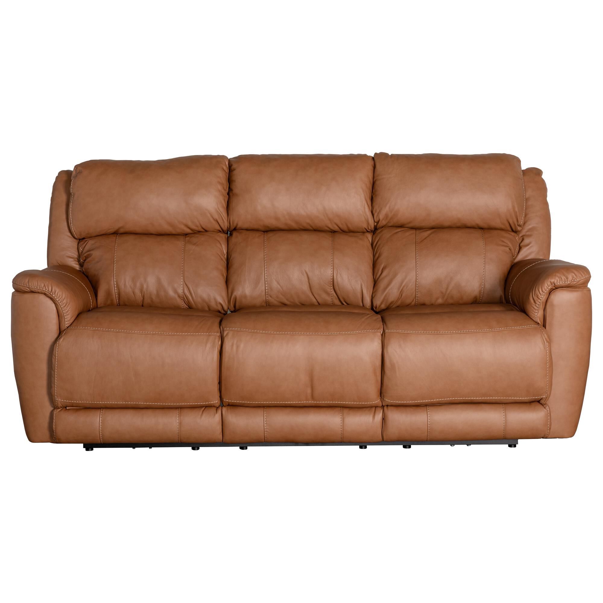Relax Form LEATHERTEX TREVISO② HomeStretch Tuscany Leather Power Reclining Sofa in Butternut