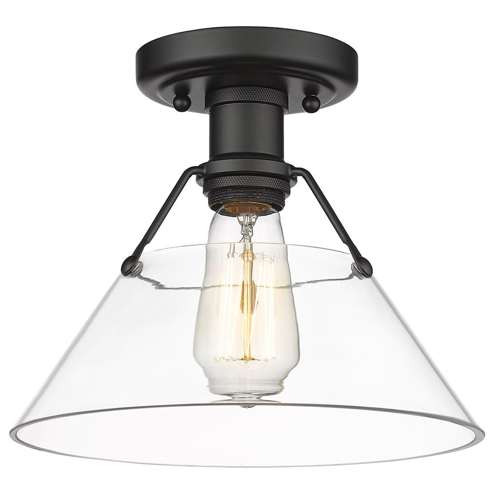 Golden Lighting Orwell Flush Mount with Clear Cone in Matte Black, , large