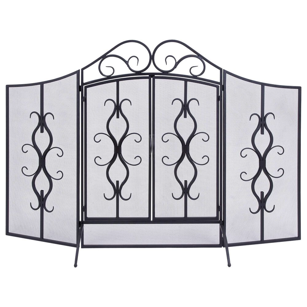 Maple and Jade 60" x 40" Fireplace Screen in Gray and Black, , large