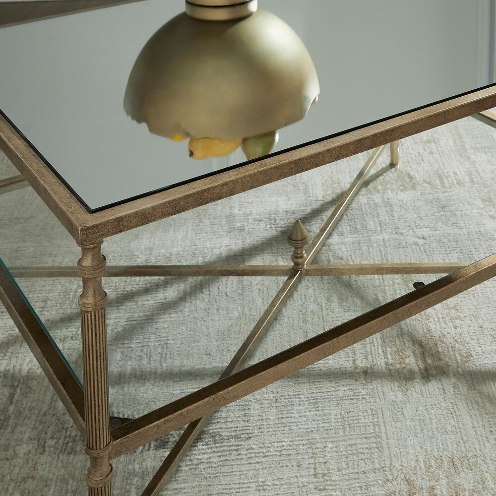 Ashley Cloverty 3-Piece Occasional Table Set in Aged Gold and Clear, , large
