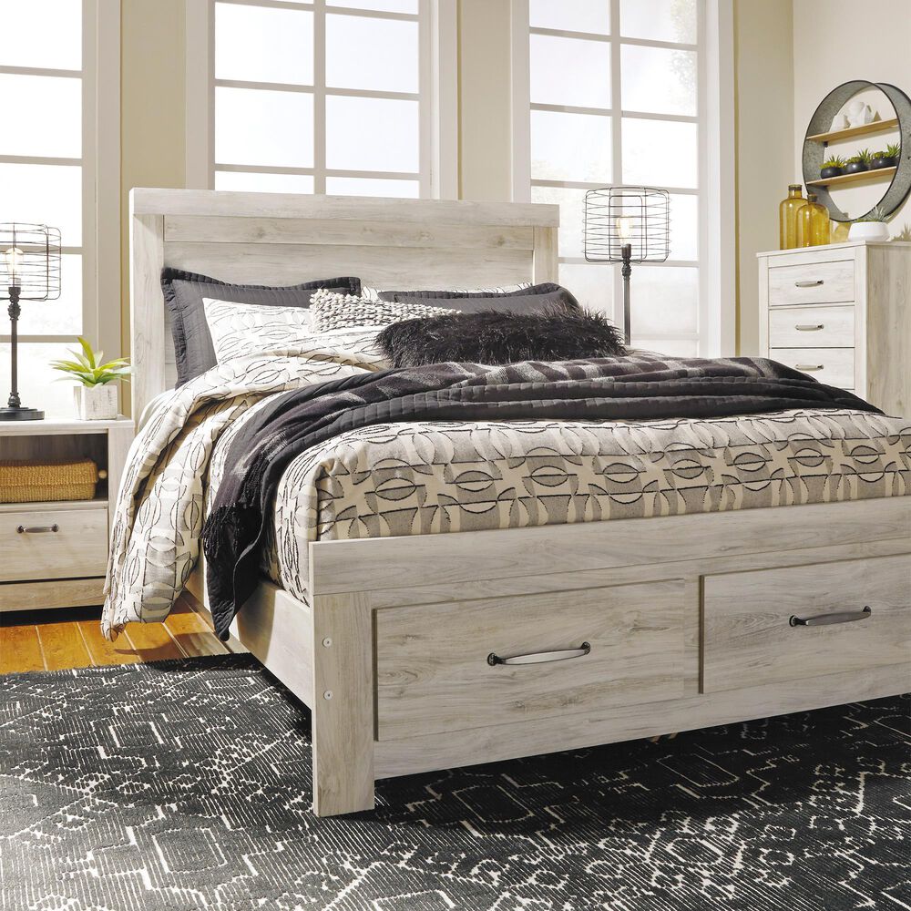 Ashley Bellaby Queen Storage Bed In Whitewash, , large