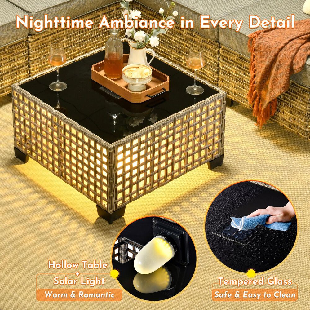 HOMLUX 10-Piece Modular Patio Conversation Set in Dark Gray, , large