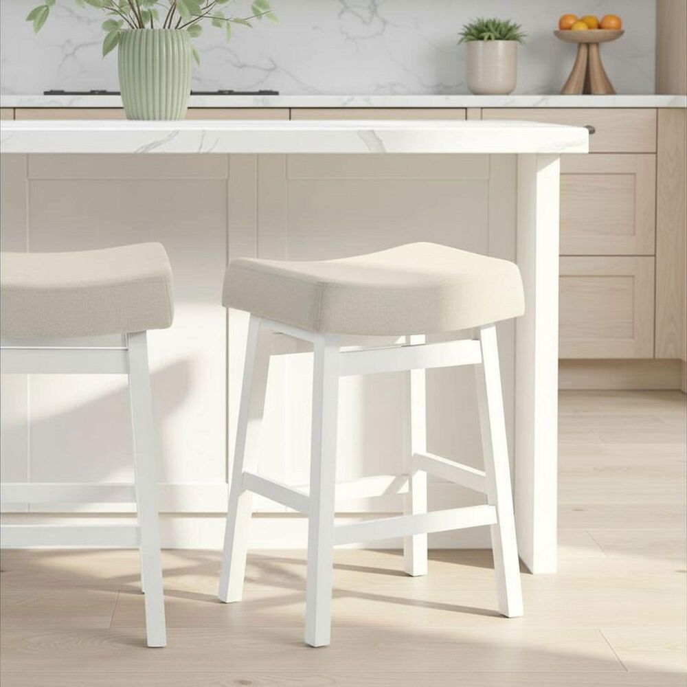Armen Living Lenon Counter Height Stool in White, , large