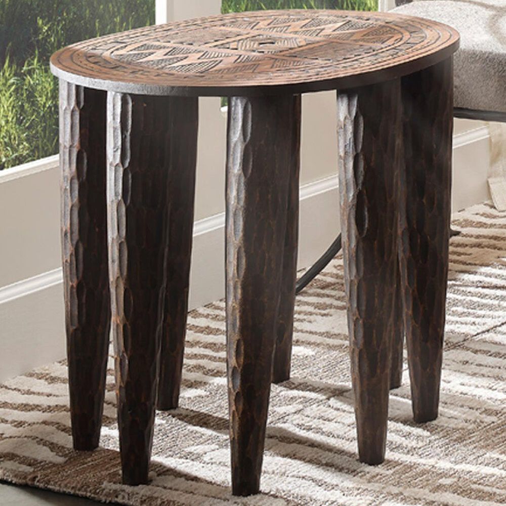 Splendor Living Ingram Mango Wood Side Table in Dark Antique, , large